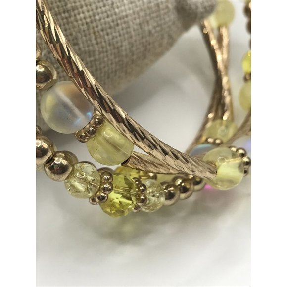 Beaded Wrap Bracelet Memory Wire Multicolored Glass Beads Contemporary yellow - Picture 3 of 5